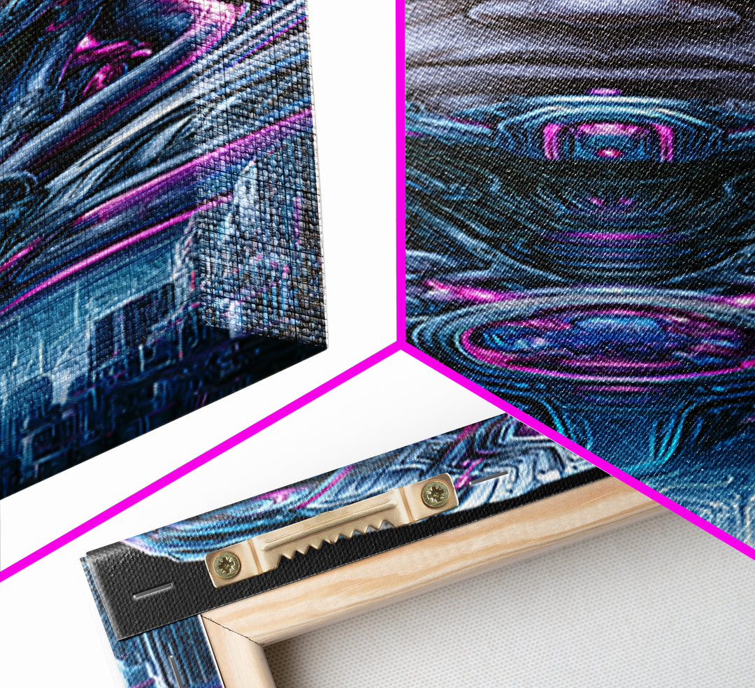 Cyborg Portrait with Reflective Visor Canvas Print, Scifi Art, Luxury Decor, Living Room Decor, Fine Art, Orbit, Digital Art, SCI-1x3-21