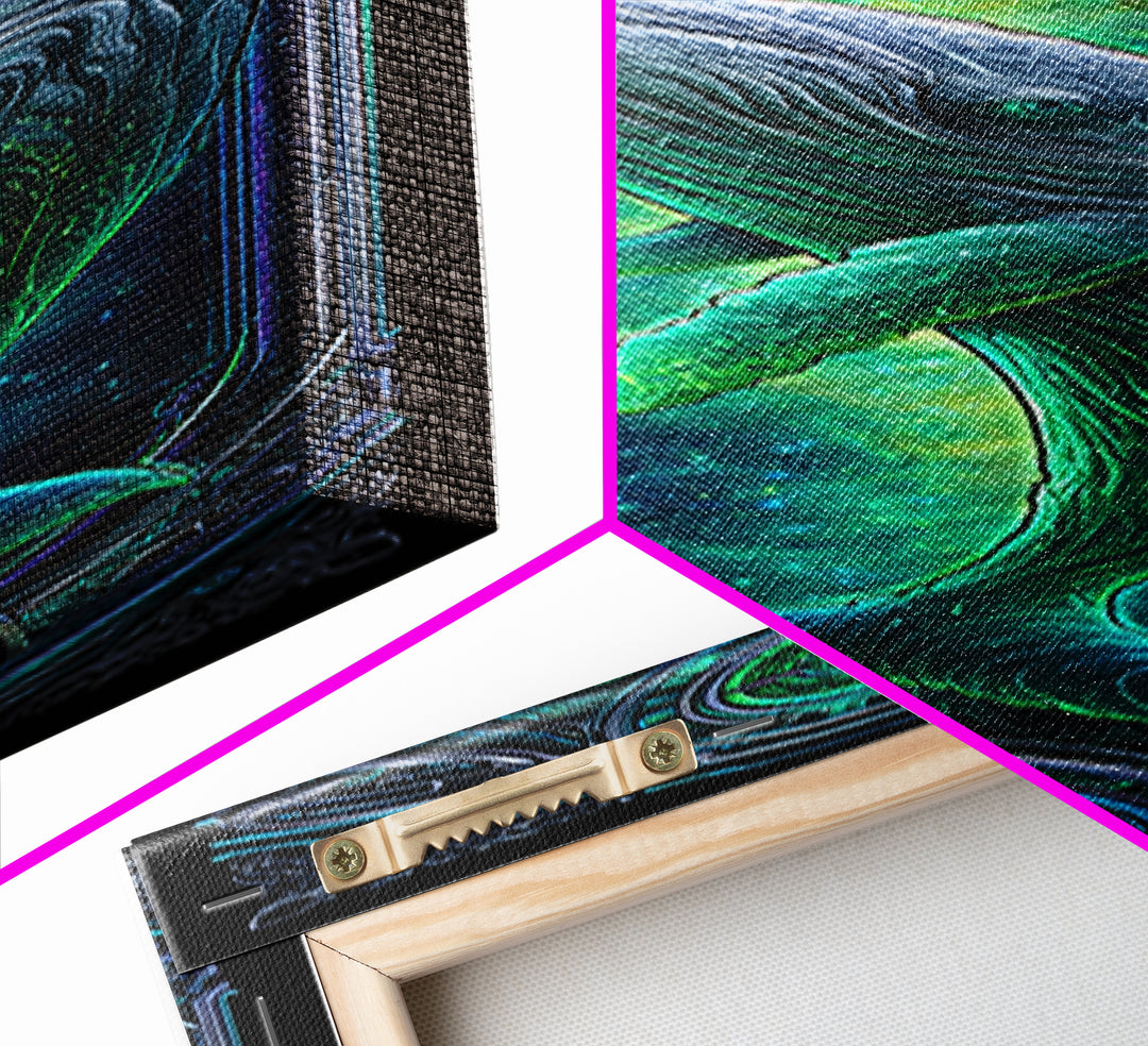Cosmic Whale Swimming Through Deep Space Framed Canvas Print, Scifi Art, Collage Art, Living Room Decor, Oil Painting, Orbit, SCI-1x3-76