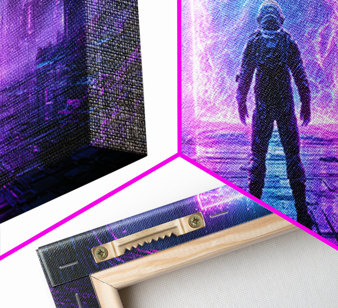 Astronaut Standing Before a Glowing Monolith Canvas Print, Scifi Art, Room Decor, Living Room Decor, Fine Art, Orbit, SCI-2x1-22