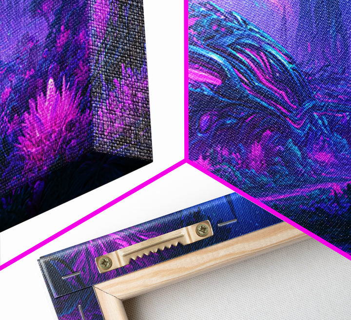 Alien Jungle with Bioluminescent Plants Canvas Print, Scifi Art, Canvas Print, Living Room Decor, Fine Art, Orbit, Weird Art, SCI-2x1-49