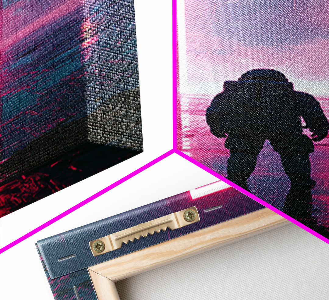 Astronaut Standing Before a Glowing Monolith Canvas Print, Scifi Art, Minimalist Decor, Living Room Decor, Fine Art, Orbit, SCI-2x3-10