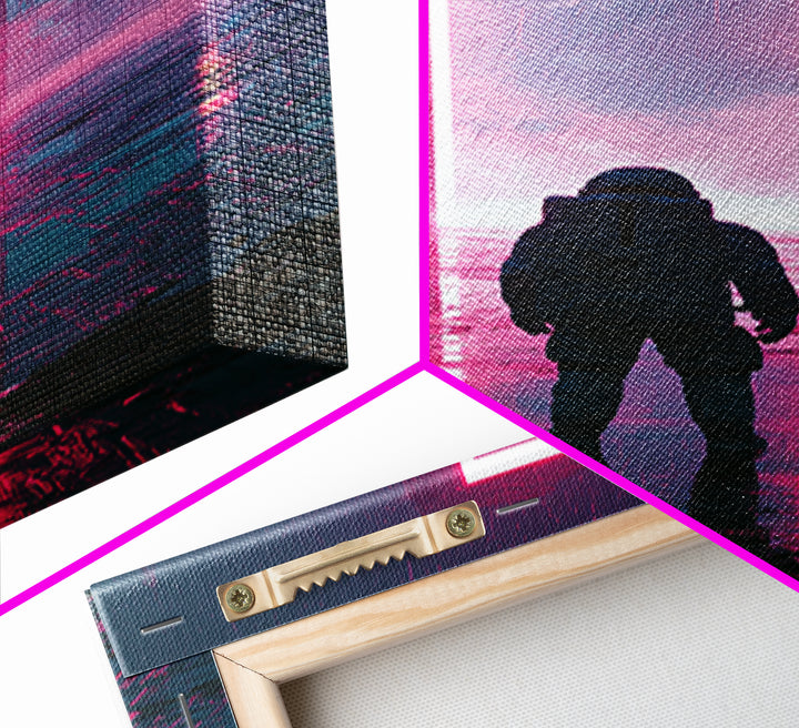 Astronaut Standing Before a Glowing Monolith Canvas Print, Scifi Art, Minimalist Decor, Living Room Decor, Fine Art, Orbit, SCI-2x3-10
