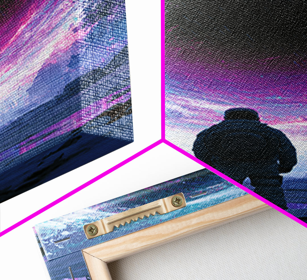 Wormhole Opening over Barren Landscape Framed Canvas Print, Scifi Art, Digital Art, Living Room Decor, Oil Painting, Orbit, SCI-2x3-25