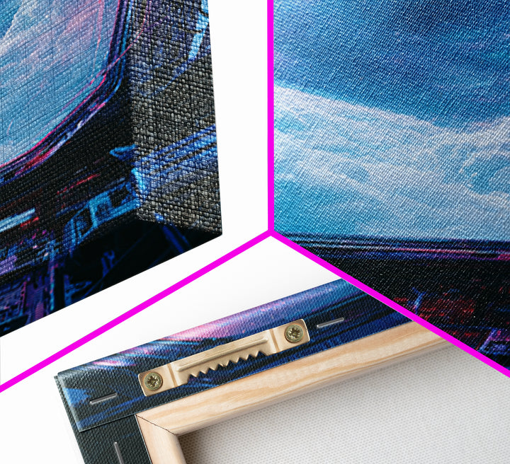 Starship Cockpit View of Nebula Clouds Framed Canvas Print, Scifi Art, Abstract Art, Living Room Decor, Fine Art, Orbit, SCI-2x3-43