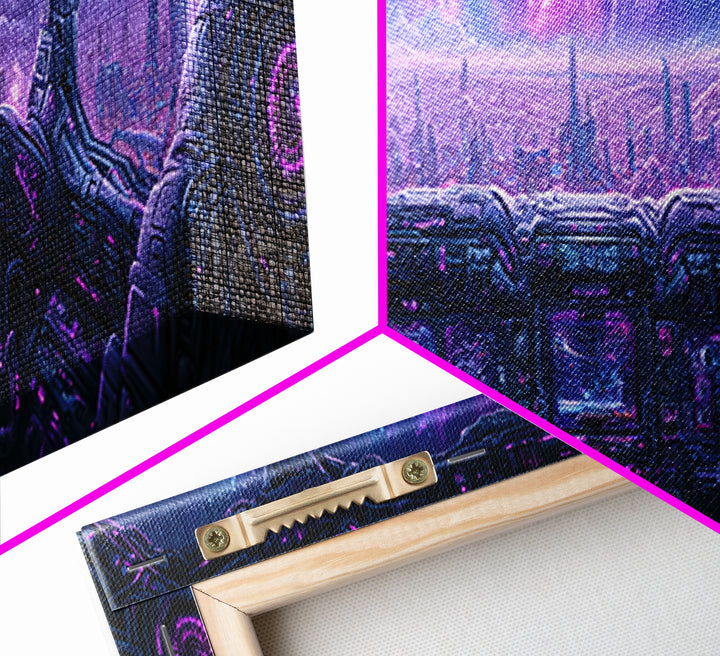 Starship Cockpit View of Nebula Clouds Framed Canvas Print, Scifi Art, Room Decor, Living Room Decor, Fine Art, Orbit, SCI-3x1-27