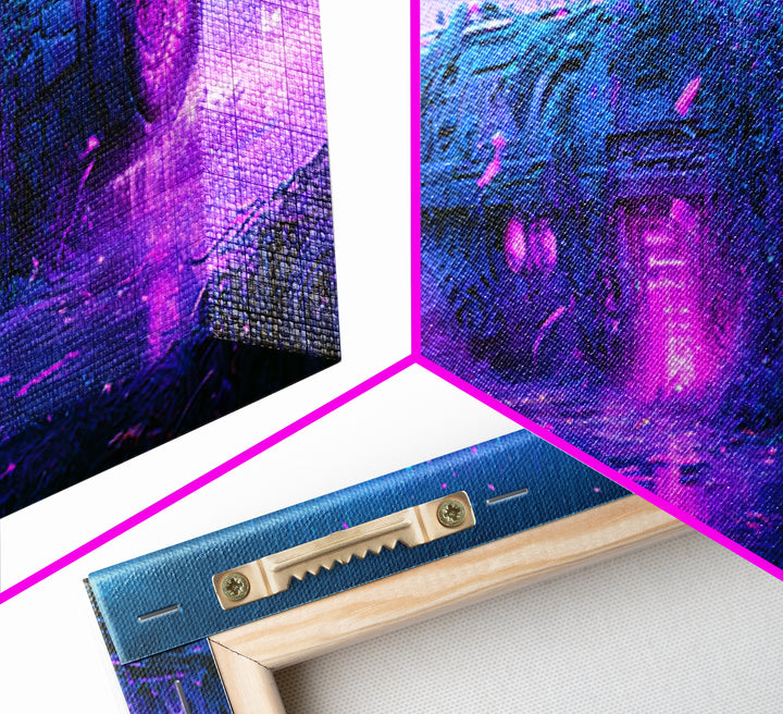 Abandoned Spacecraft Overgrown Framed Canvas Print, Scifi Art, Collage Art, Living Room Decor, Oil Painting, Orbit, SCI-3x1-74