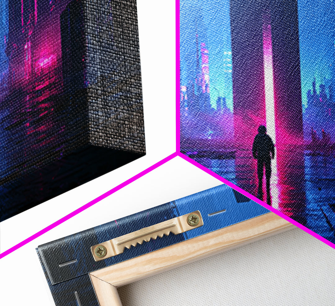 Astronaut Standing Before a Glowing Monolith Canvas Print, Scifi Art, Contemporary Art, Living Room Decor, Fine Art, Orbit, SCI-3x2-54
