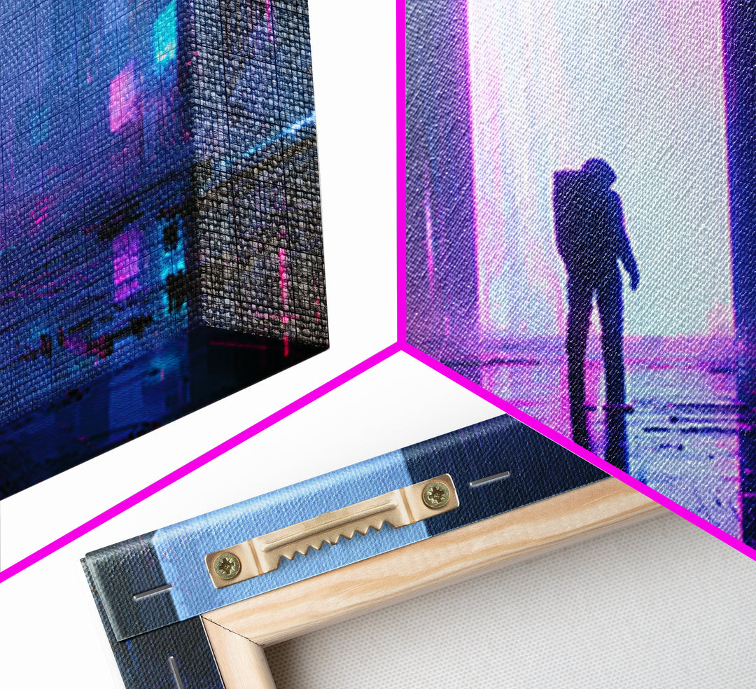 Astronaut Standing Before a Glowing Monolith Framed Canvas Print, Scifi Art, Modern Art, Living Room Decor, Fine Art, Orbit, SCI-3x2-6