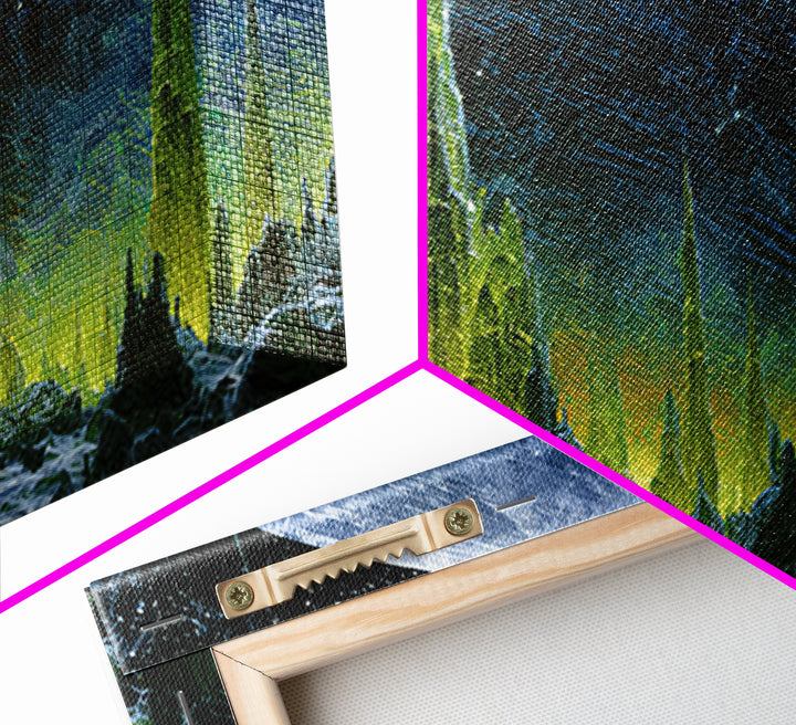 Terraforming Towers on a Silent Planet Framed Canvas Print, Scifi Art, Living Room Decor, Abstract Art, Orbit, SCI-3x2-64