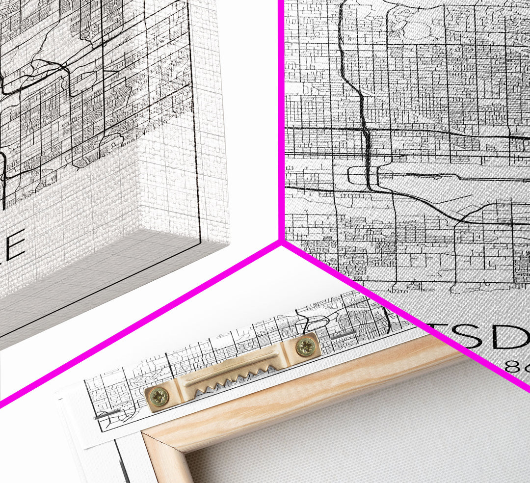 Scottsdale Street Map, Arizona Map, City Map Print, Minimalist Art, Wall Art, Canvas Print, Home Office Art, Gift For Her, Travel Wall Print