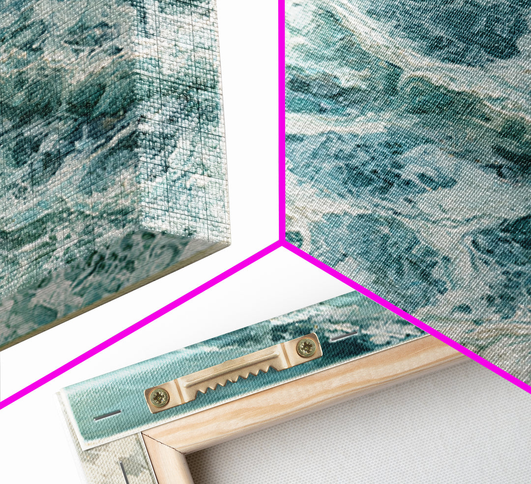 Ocean Foam Patterns from Above Framed Canvas Print, Seascape Art, Digital Prints, Coastal Decor, Oil Painting, Seascape, SEA-1x1-12