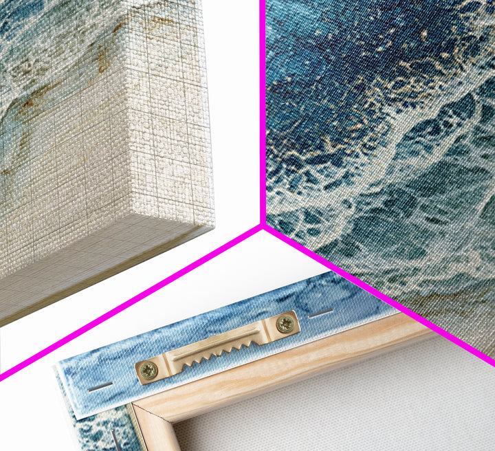 Ocean Foam Patterns from Above Canvas Print, Seascape Art, Wall Art Print, Coastal Decor, Watercolor Art, Seascape, SEA-1x1-60