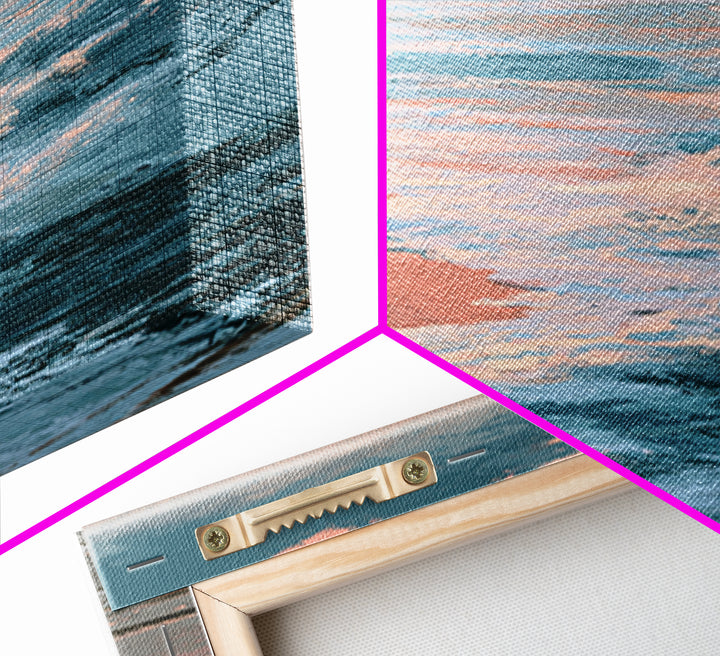 Sunset Surf Glowing Orange and Pink Canvas Print, Seascape Art, Art Print, Coastal Decor, Fine Art, Seascape, Printable Art, SEA-1x3-40