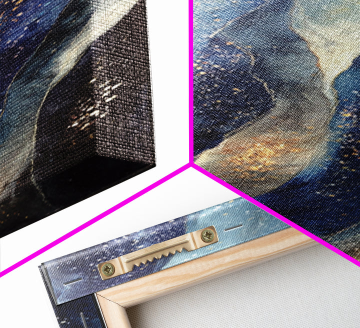 Deep Indigo Night Sea Canvas Print, Seascape Art, Abstract Art, Coastal Decor, Seascape, Nautical Decor, Coastal Wall Art, SEA-1x3-81