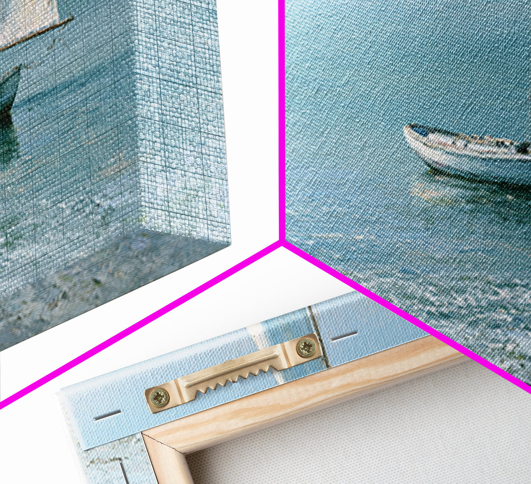 Quiet Sailboat on Glassy Water Framed Canvas Print, Seascape Art, Watercolor Painting, Coastal Decor, Fine Art, Seascape, SEA-2x1-100