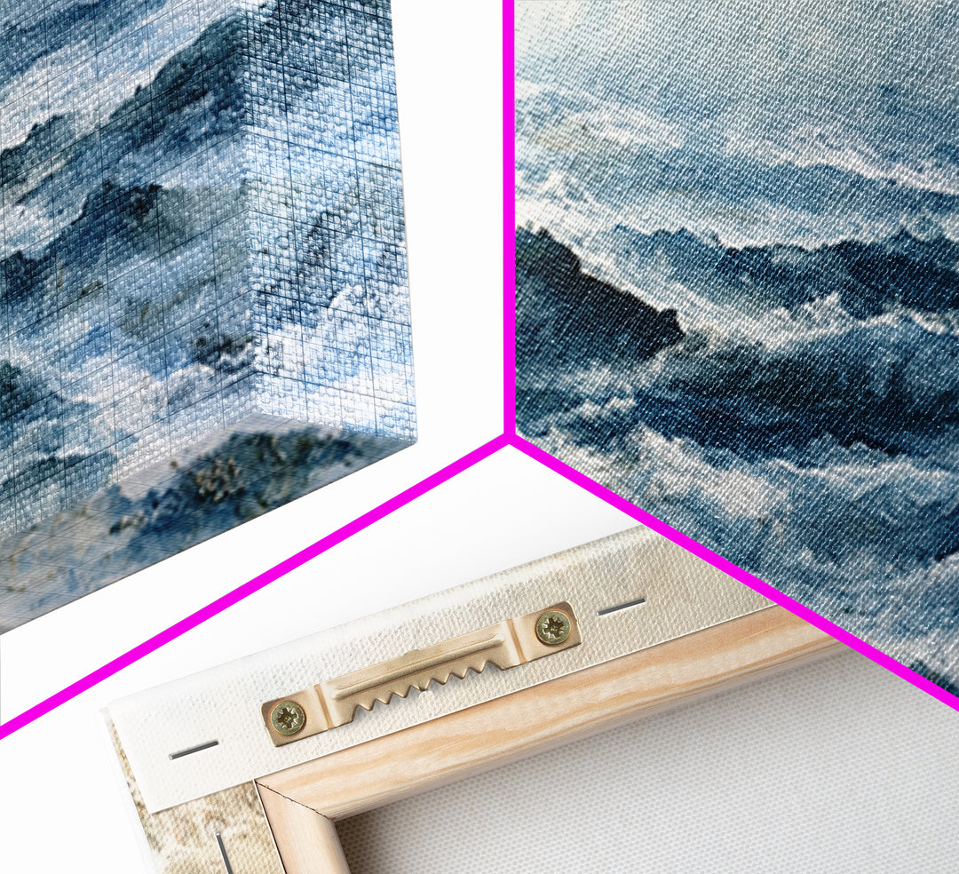 Dramatic Lighthouse in Distant Spray Canvas Print, Seascape Art, Boho Decor, Coastal Decor, Abstract Art, Seascape, SEA-2x1-26