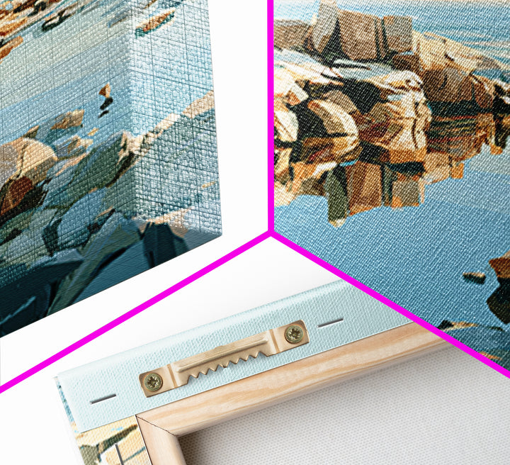 Rocky Tidepool with Reflections Framed Canvas Print, Seascape Art, Bedroom Decor, Coastal Decor, Seascape, Coastal Wall Art, SEA-2x1-55