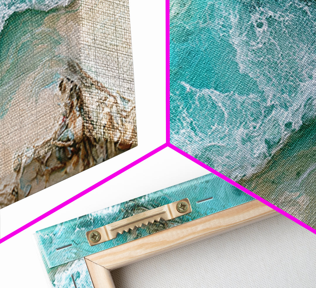 Aerial Reef Water Canvas Print, Seascape Art, Digital Wall Art, Coastal Decor, Watercolor Art, Seascape, Wall Art Print, SEA-2x1-68