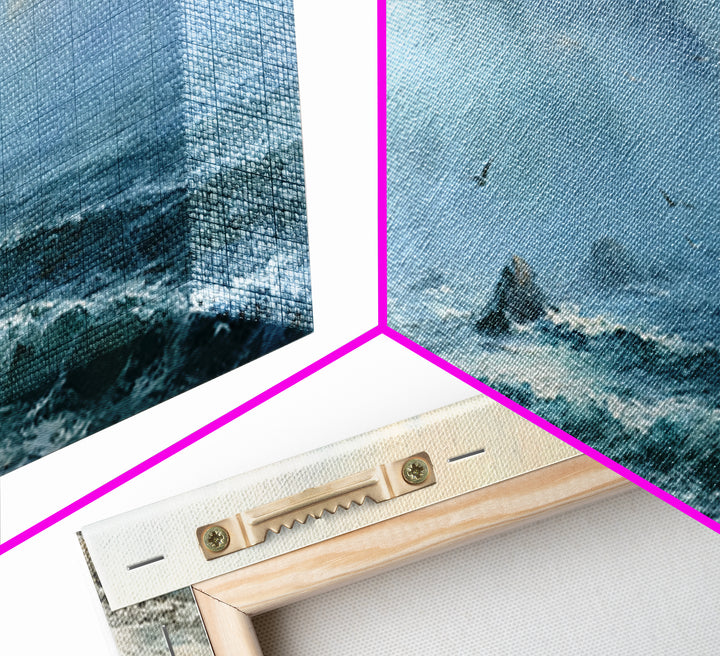 Misty Sea Cliffs Framed Canvas Print, Seascape Art, Abstract Art, Coastal Decor, Seascape, Nautical Decor, Coastal Wall Art, SEA-2x1-97