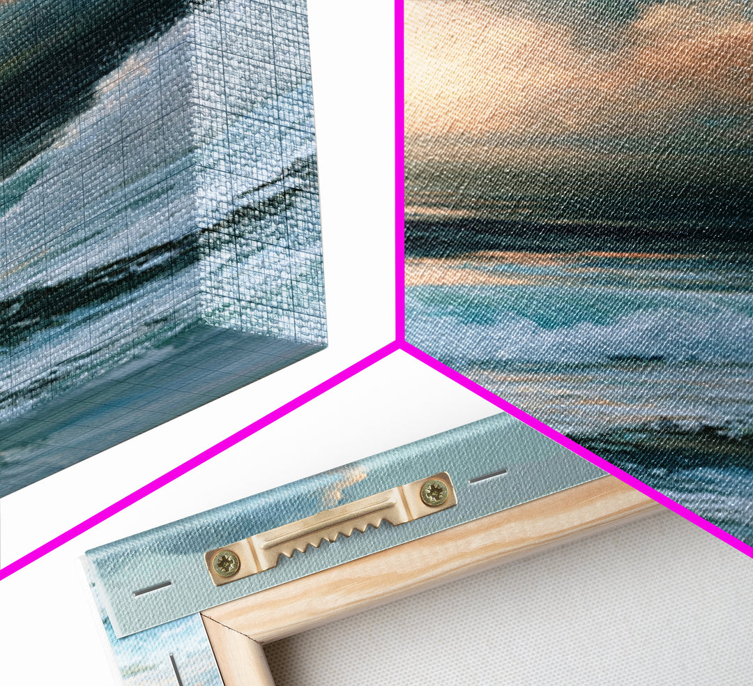 Whitecaps Rolling under Storm Light Framed Canvas Print, Seascape Art, Contemporary Art, Coastal Decor, Oil Painting, Seascape, SEA-2x3-21