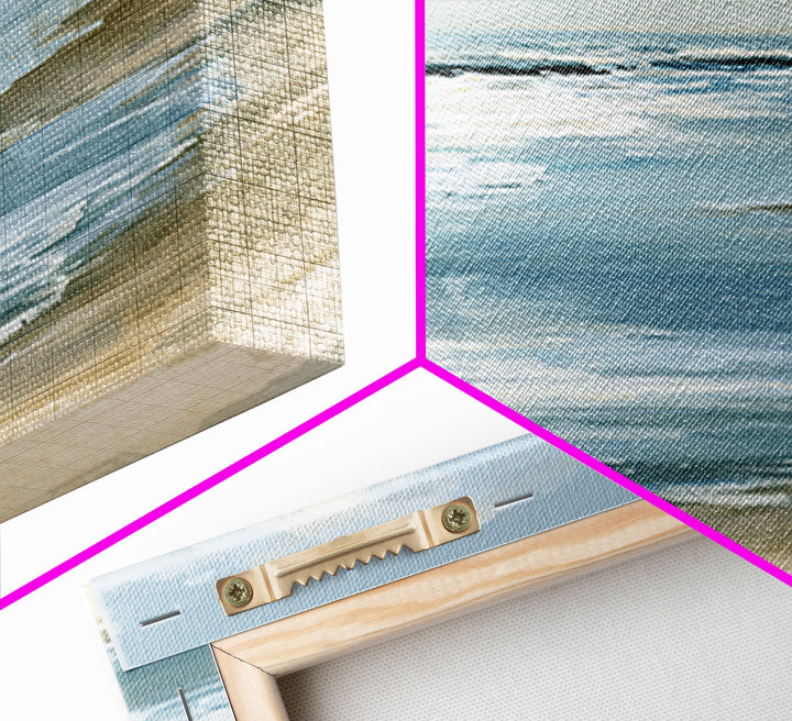 Golden Beach Tide at Low Water Framed Canvas Print, Seascape Art, Digital Prints, Coastal Decor, Watercolor Art, Seascape, SEA-2x3-98