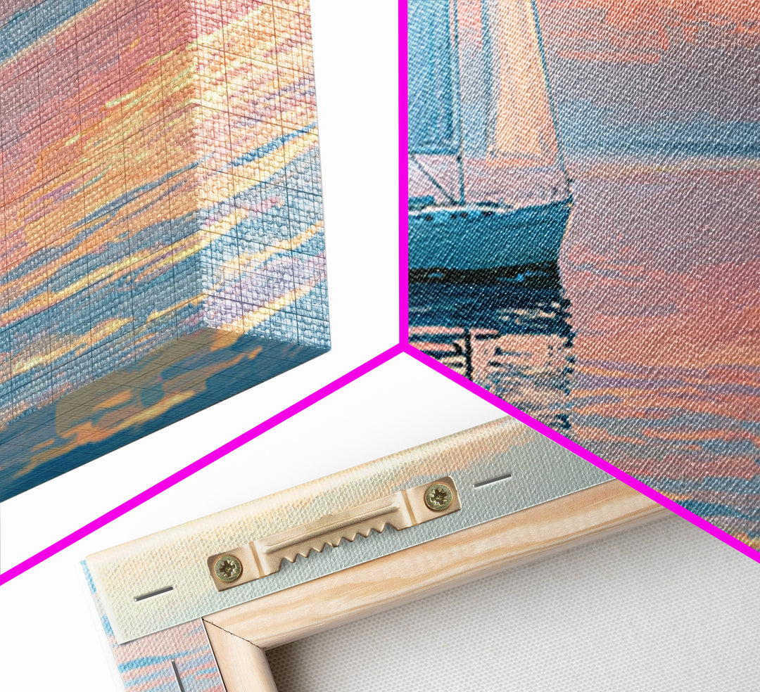 Quiet Sailboat on Glassy Water Canvas Print, Seascape Art, Abstract Painting, Coastal Decor, Fine Art, Seascape, Room Decor, SEA-3x1-24