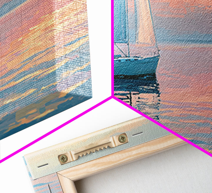 Quiet Sailboat on Glassy Water Canvas Print, Seascape Art, Abstract Painting, Coastal Decor, Fine Art, Seascape, Room Decor, SEA-3x1-24