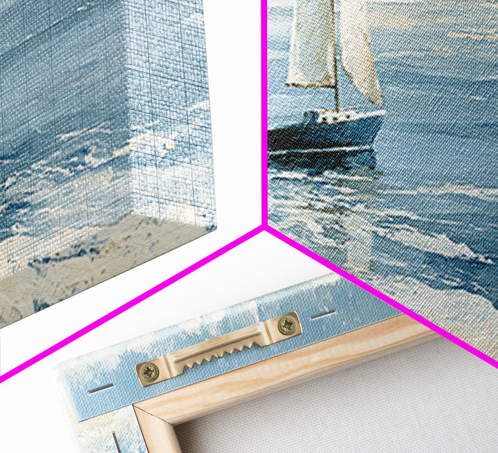 Quiet Sailboat on Glassy Water Canvas Print, Seascape Art, Luxury Decor, Coastal Decor, Fine Art, Seascape, Oil Painting, SEA-3x1-48