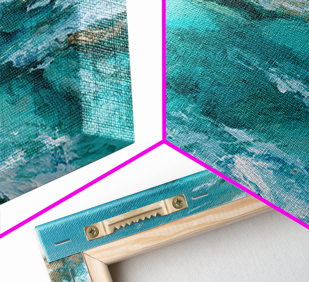 Aerial Reef Water Framed Canvas Print, Seascape Art, Original Art, Coastal Decor, Fine Art, Seascape, Living Room Wall Art, SEA-3x2-28