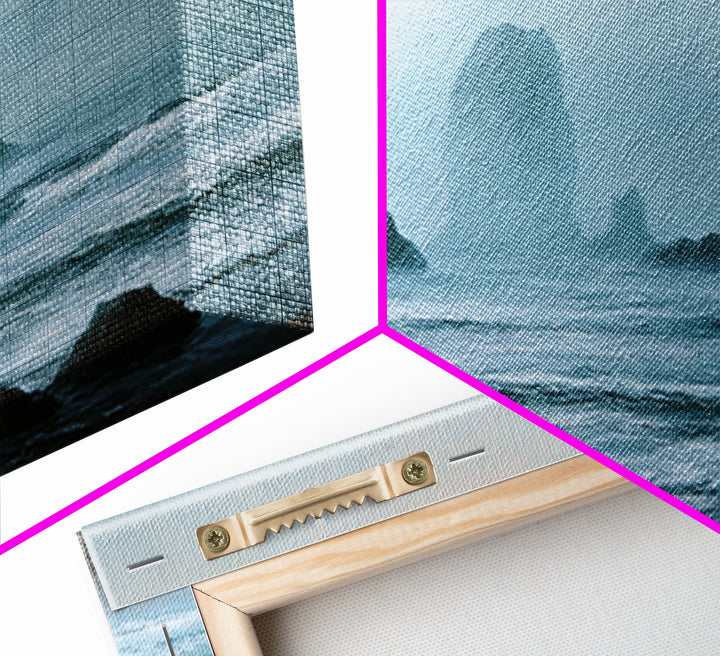 Sea Stack Rocks Framed Canvas Print, Seascape Art, Room Decor, Coastal Decor, Oil Painting, Seascape, Digital Wall Art, SEA-3x2-47