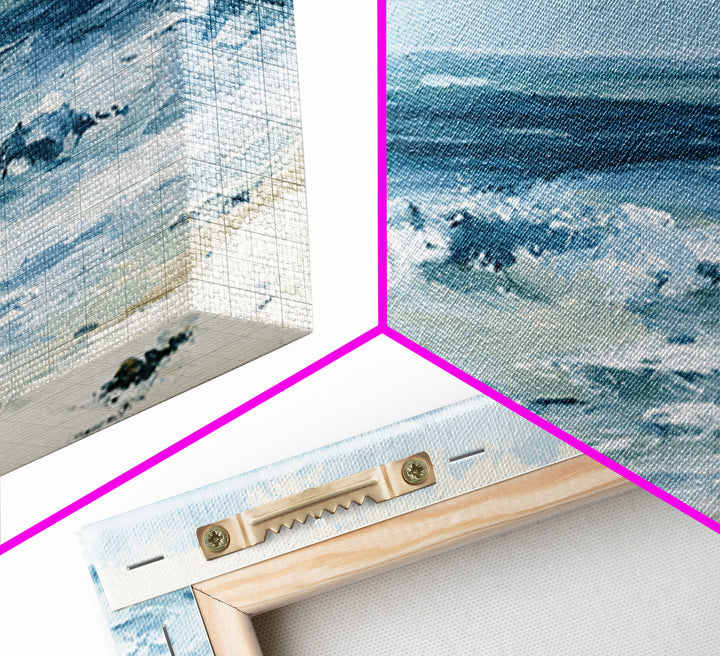 Coastal Cove with Turquoise Water Canvas Print, Seascape Art, Textured Painting, Coastal Decor, Watercolor Art, Seascape, SEA-3x2-67