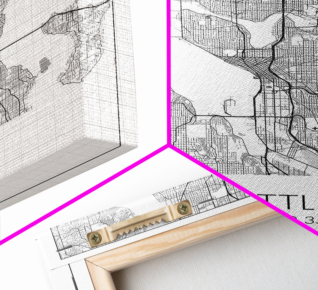 Seattle Street Map, Washington Map, City Map Print, Minimalist Art, Wall Art, Canvas Print, Unique Wall Décor, Anniversary Gift, Travel Art