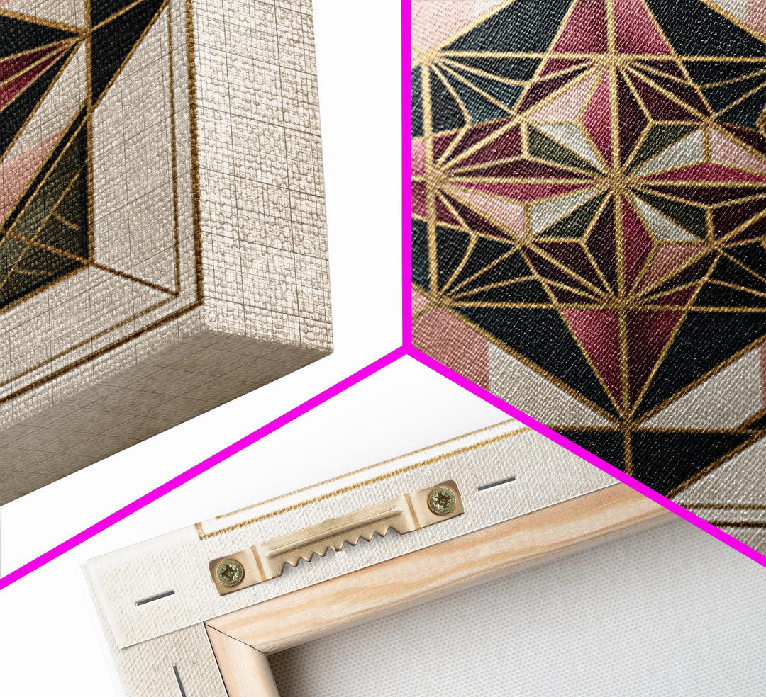Gold Line Compass Mandala on Parchment Canvas Print, Sacred Geometry Art, Gallery Decor, Living Room Decor, Abstract Art, SGA-1x1-45
