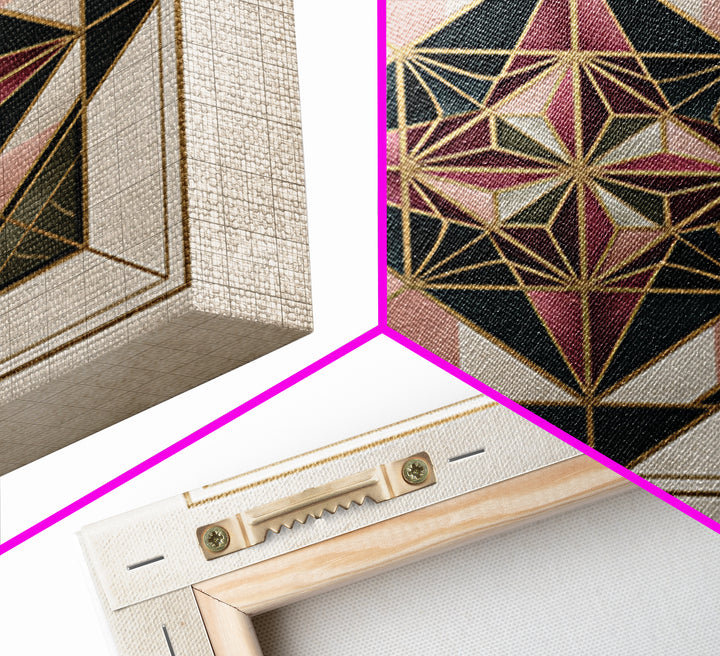 Gold Line Compass Mandala on Parchment Canvas Print, Sacred Geometry Art, Gallery Decor, Living Room Decor, Abstract Art, SGA-1x1-45