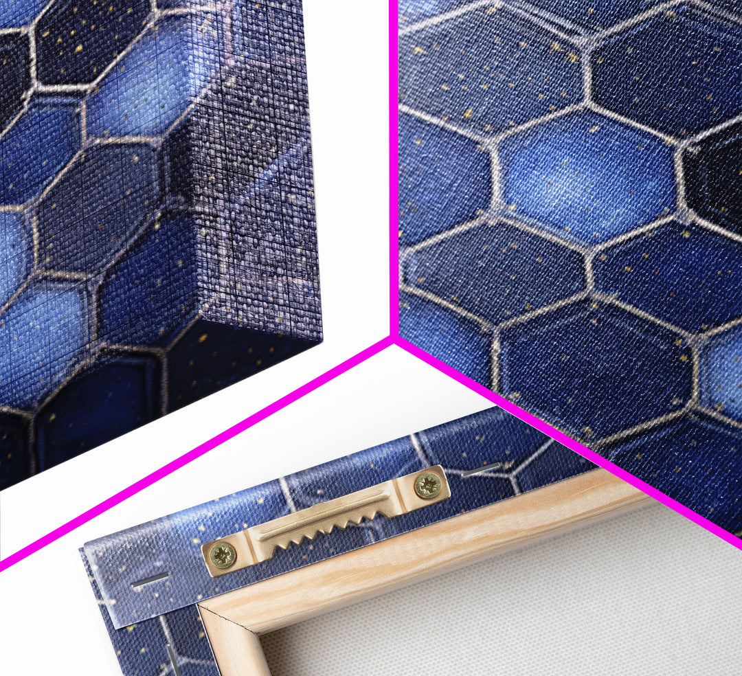 Hexagon Honeycomb Pattern Framed Canvas Print, Sacred Geometry Art, Textured Painting, Living Room Decor, Fine Art, Geometry, SGA-1x1-88