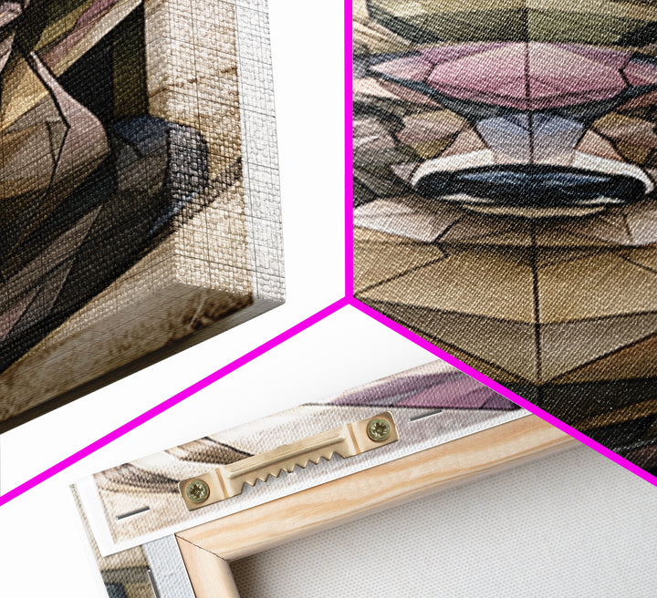 Sacred Deer Formed from Geometric Facets Canvas Print, Sacred Geometry Art, Large Wall Art, Living Room Decor, Geometry, SGA-1x3-43