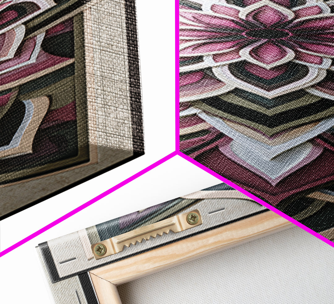 Mandala Lotus with Precise Radial Symmetry Canvas Print, Sacred Geometry Art, Gallery Decor, Living Room Decor, Geometry, SGA-1x3-62