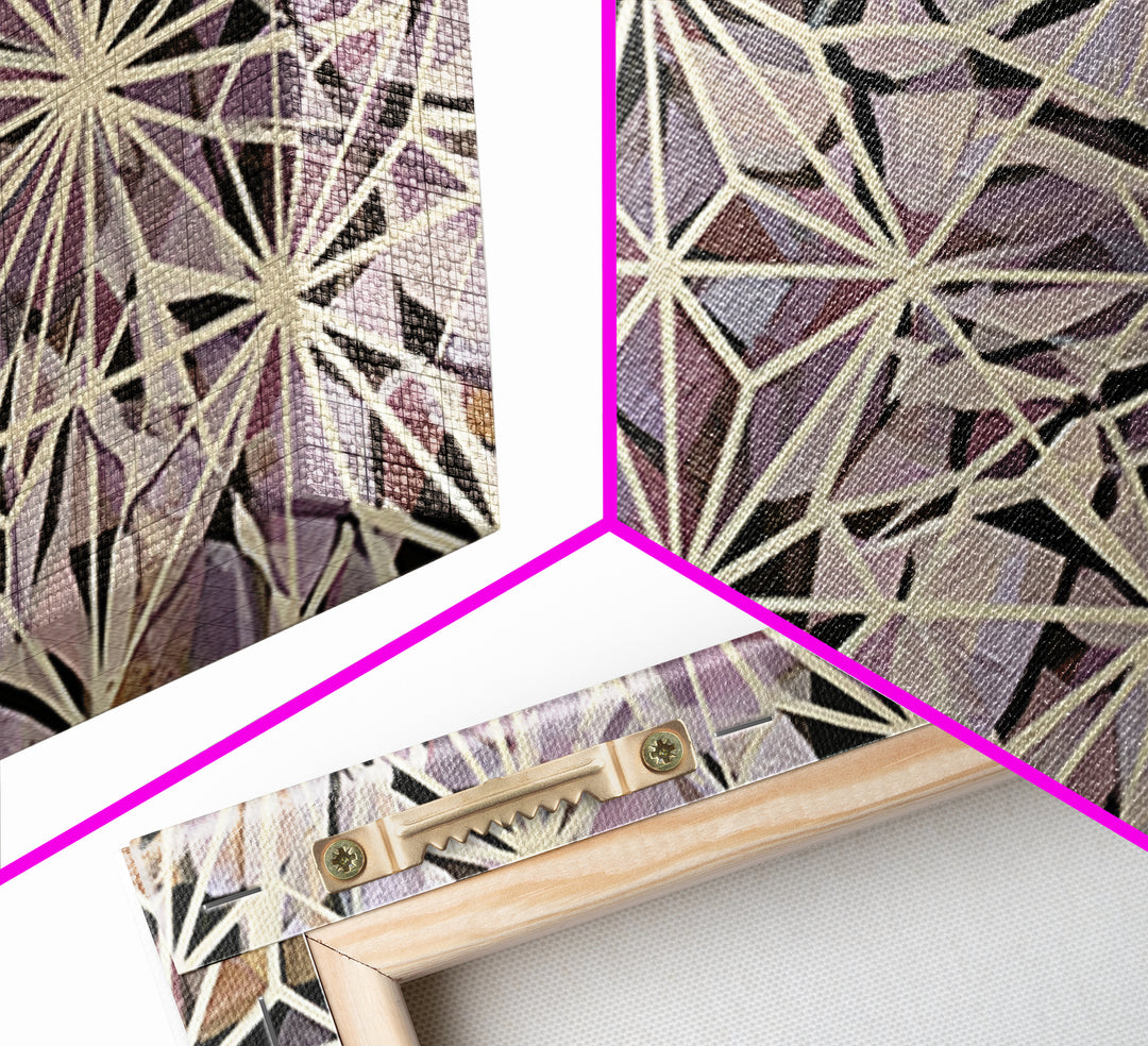 Crystal Grid Pattern Framed Canvas Print, Sacred Geometry Art, Wall Decor, Living Room Decor, Geometry, Boho Wall Decor, SGA-2x1-25