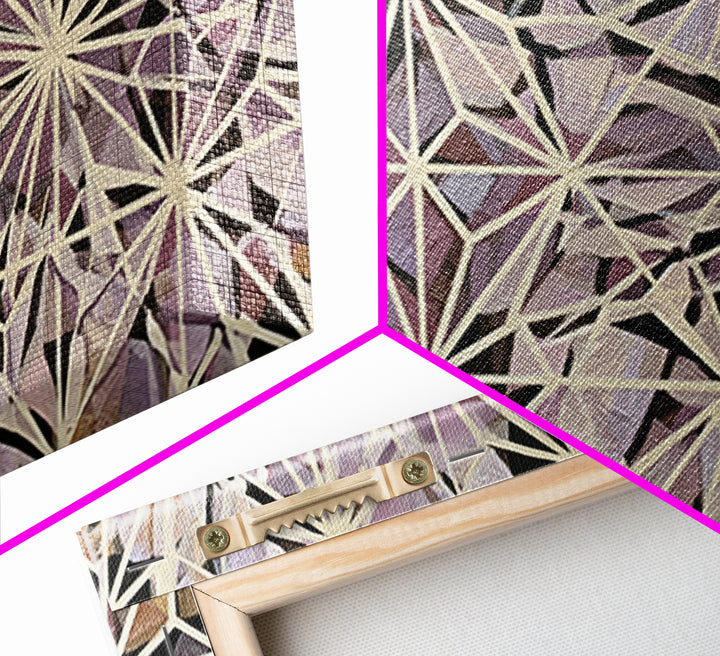 Crystal Grid Pattern Framed Canvas Print, Sacred Geometry Art, Wall Decor, Living Room Decor, Geometry, Boho Wall Decor, SGA-2x1-25