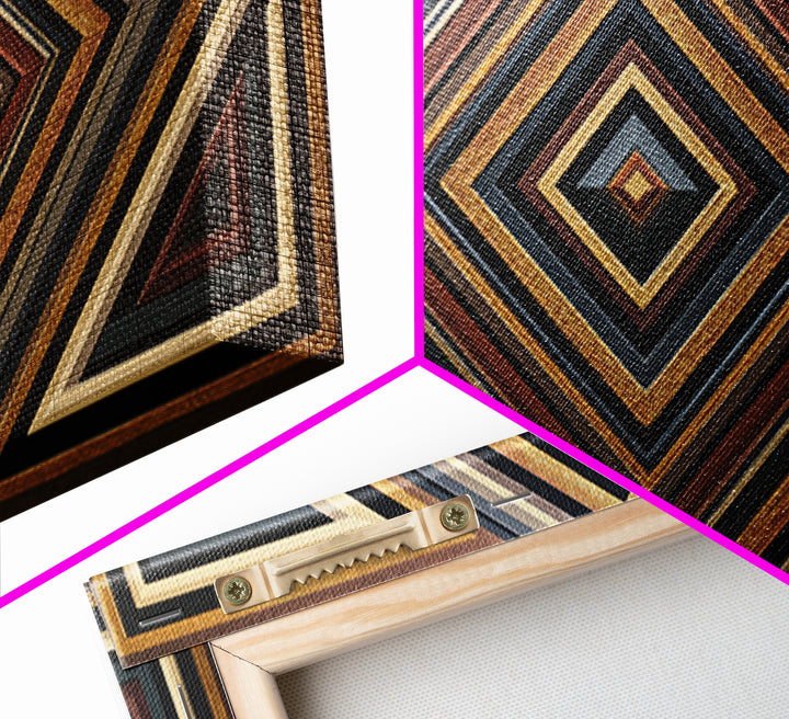 Black and Gold Geometric Rosette Framed Canvas Print, Sacred Geometry Art, Printable, Living Room Decor, Abstract Art, Geometry, SGA-2x1-56