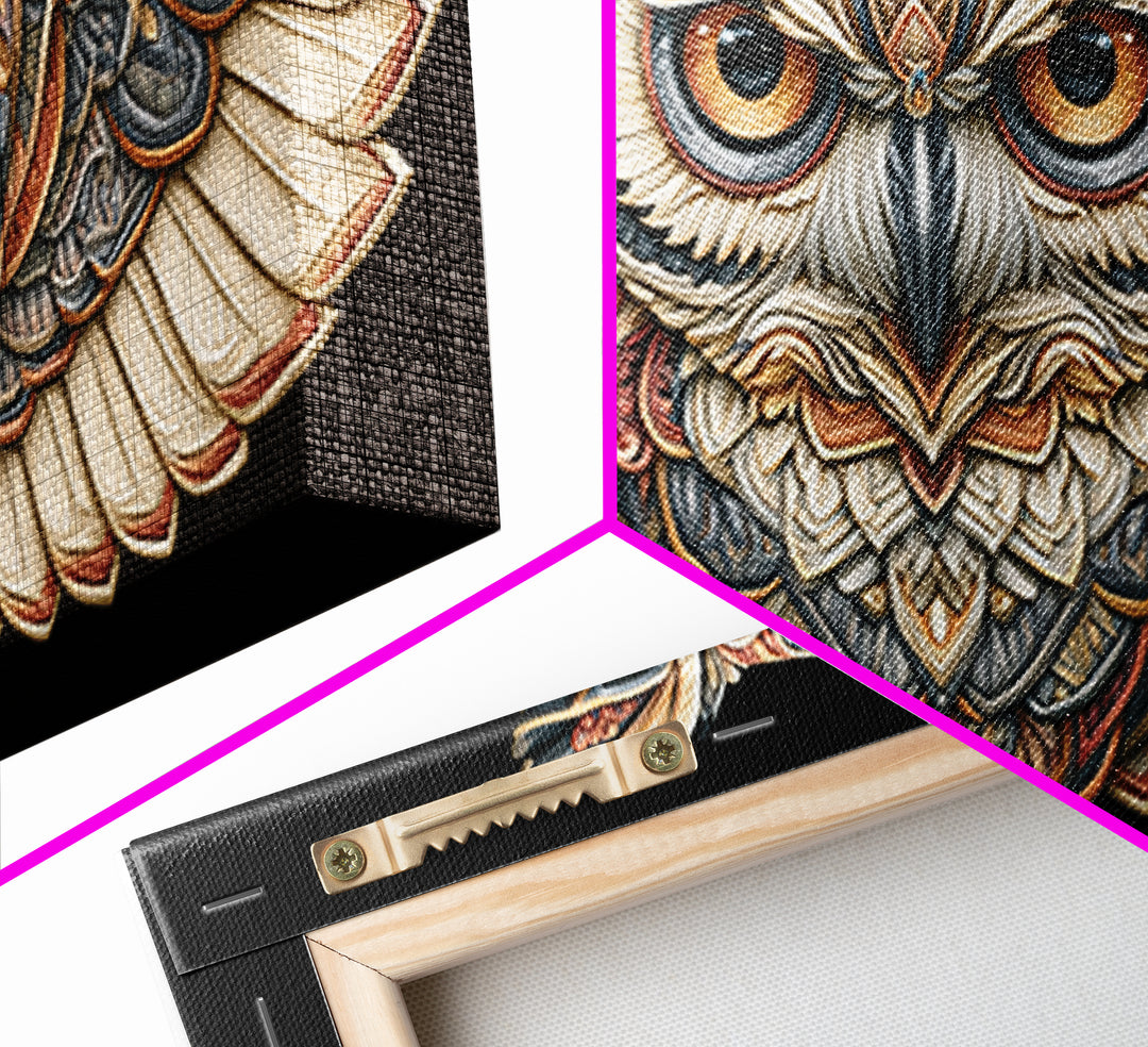 Sacred Owl Formed from Symmetrical Linework Canvas Print, Sacred Geometry Art, Room Decor, Living Room Decor, Abstract Art, SGA-2x1-62