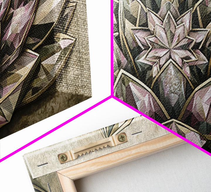 Crystal Lotus Arrangement Canvas Print, Sacred Geometry Art, Digital Wall Art, Living Room Decor, Fine Art, Geometry, SGA-2x1-64