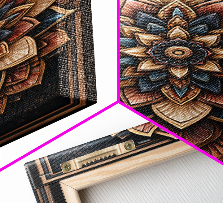 Mandala Lotus with Precise Radial Symmetry Canvas Print, Sacred Geometry Art, Luxury Decor, Living Room Decor, Geometry, SGA-2x3-10