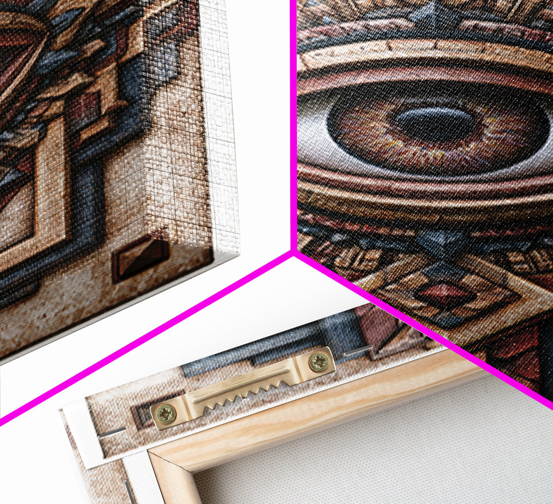 Cosmic Eye Inside Geometric Frame Framed Canvas Print, Sacred Geometry Art, Zen Home Decor, Living Room Decor, Abstract Art, SGA-2x3-3