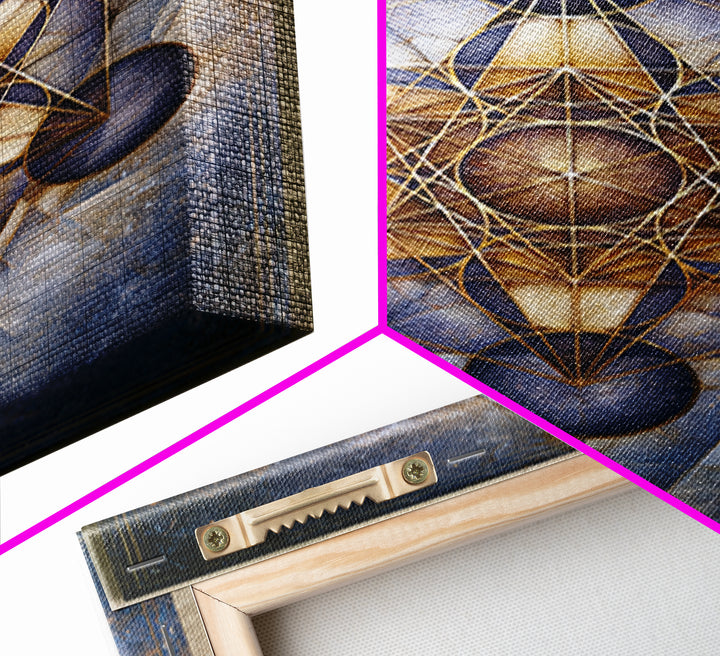 Metatron Cube with Celestial Background Framed Canvas Print, Sacred Geometry Art, Boho Decor, Living Room Decor, Abstract Art, SGA-2x3-83