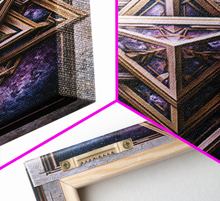 Star Tetrahedron with Watercolor Galaxy Wash Canvas Print, Sacred Geometry Art, Digital Wall Art, Living Room Decor, Geometry, SGA-2x3-88