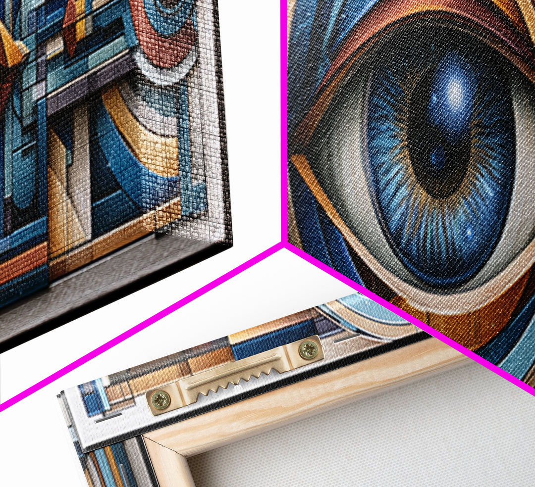 Cosmic Eye Inside Geometric Frame Canvas Print, Sacred Geometry Art, Art Print, Living Room Decor, Fine Art, Geometry, SGA-3x1-35