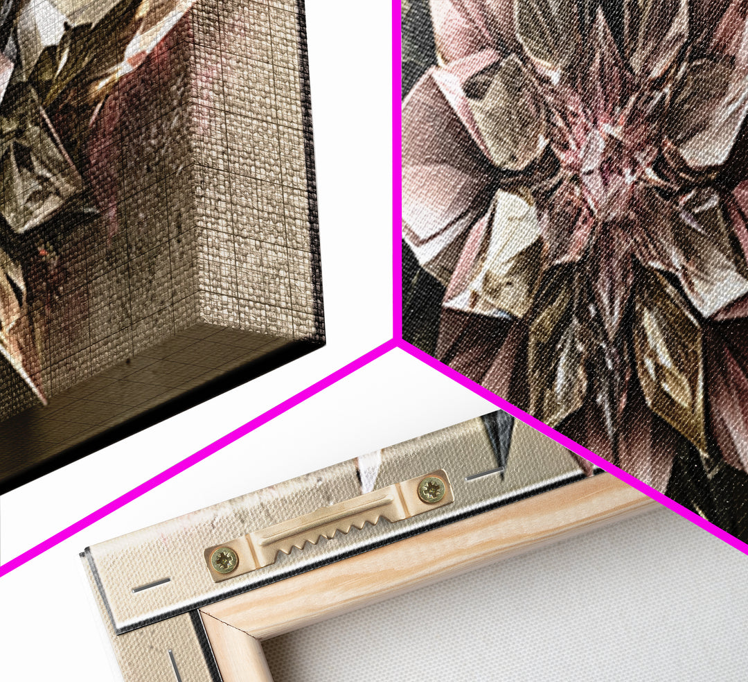 Crystal Lotus Arrangement Canvas Print, Sacred Geometry Art, Decorations, Living Room Decor, Geometry, Minimalist Decor, SGA-3x1-36