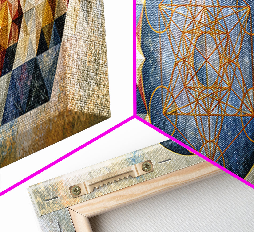 Metatron Cube with Celestial Background Canvas Print, Sacred Geometry Art, Large Wall Art, Living Room Decor, Geometry, SGA-3x1-67