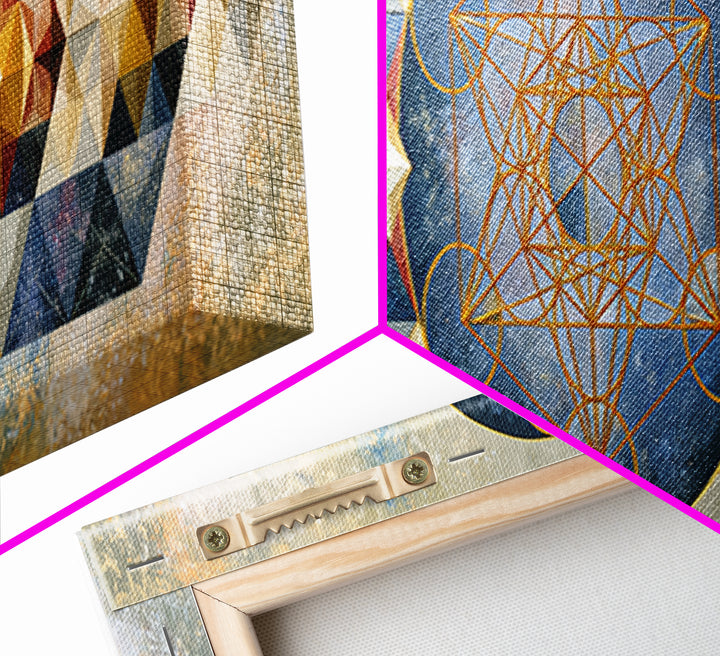 Metatron Cube with Celestial Background Canvas Print, Sacred Geometry Art, Large Wall Art, Living Room Decor, Geometry, SGA-3x1-67